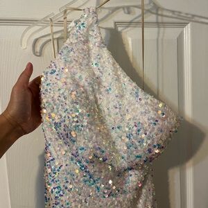 Portia and Scarlett White Sequin Prom Dress